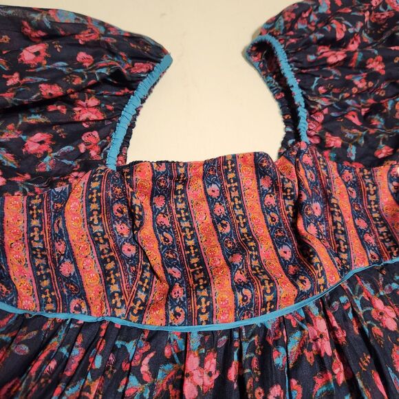 NWT free People Endless Afternoon Boho Mini Dress Balloon Sleeve  SZ L - Picture 14 of 16